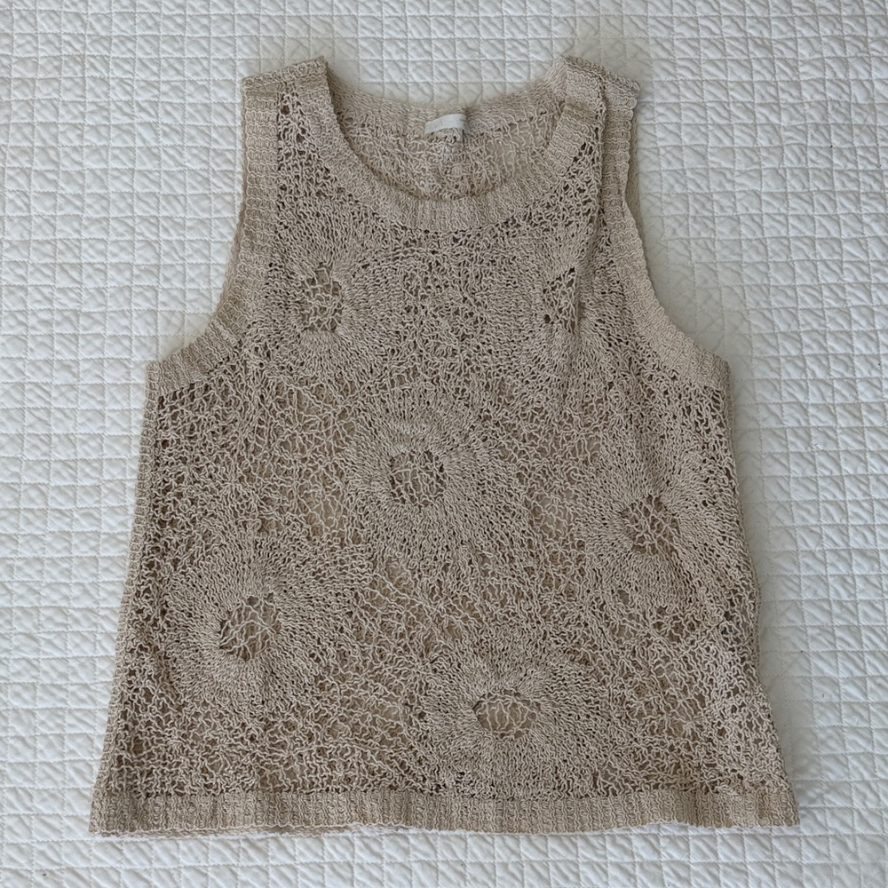 Zara Cream Crochet Sleeveless Top, subtle sparkle throughout